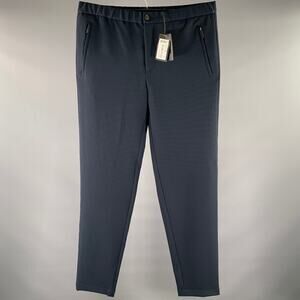 EMPORIO ARMANI Size 32 Navy Textured Elastic Waistband Pants